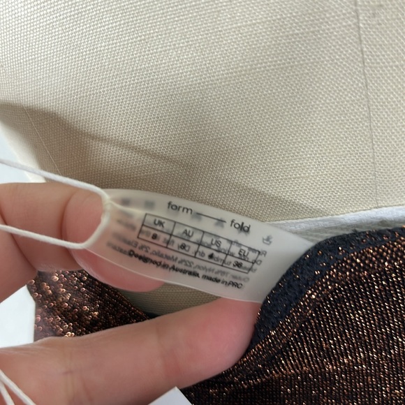 Form and Fold D+ Swimsuit The Rise Bikini High Bottom Metallic Clay Brown - Picture 7 of 7